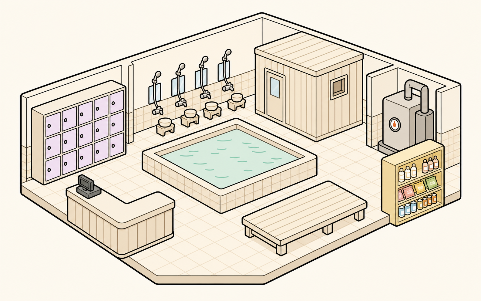 목욕탕 isometric view